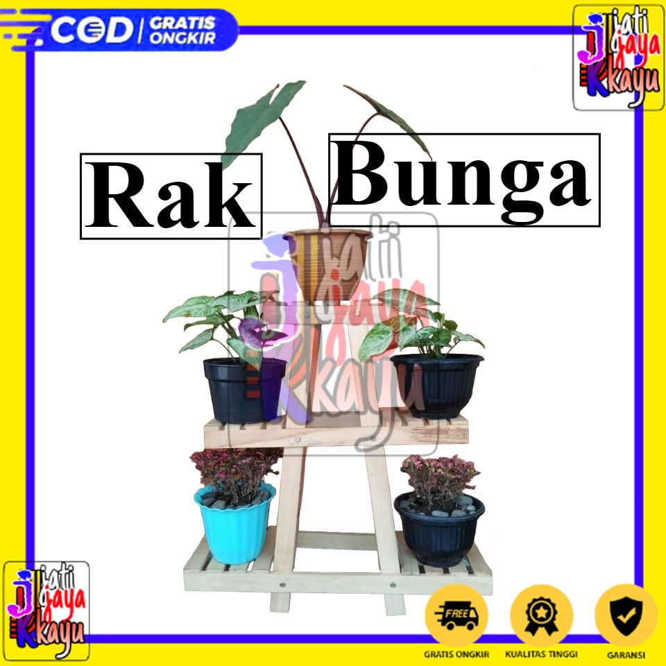 Rak bunga minimalis dari kayu halus murah, tempat pot bunga di luar maupun dalam ruangan