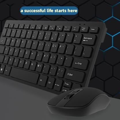 ➵ keyboard wireless and mouse set gaming combo paket mini slim GKM901-Hitam/Keyboard wireless mouse 