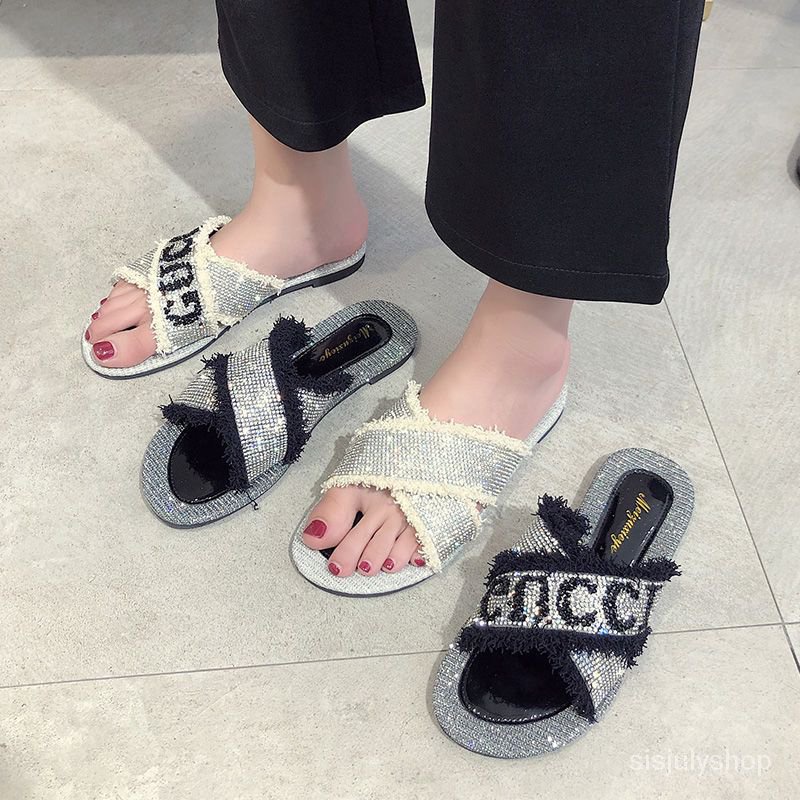 #Sisjuly# GUCI Sandal wanita sandal baru sandal berlian imitasi berlian imitasi yang dipersonalisasi