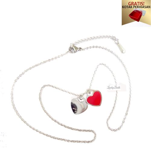 Kalung Titanium Anti Karat Kalung Wanita Liontin Valentin3 Love Panjang Import - Lovelybutik