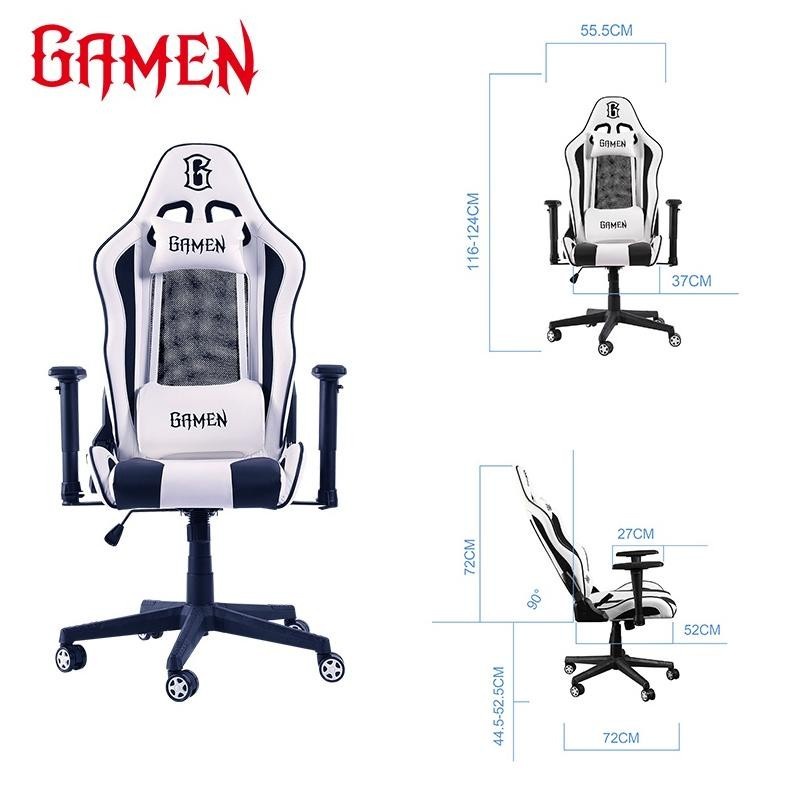 GAMEN Gaming Chair Aesir-S (White/Red) | Kursi Kulit PU Kerangka Baja