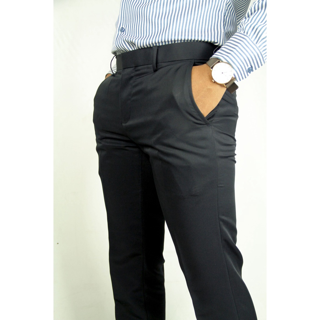 Celana Pria Formal STANLEY ADAMS Hitam Slim Fit | Black Code (C1) | Celana Jass | Celana Original 100%