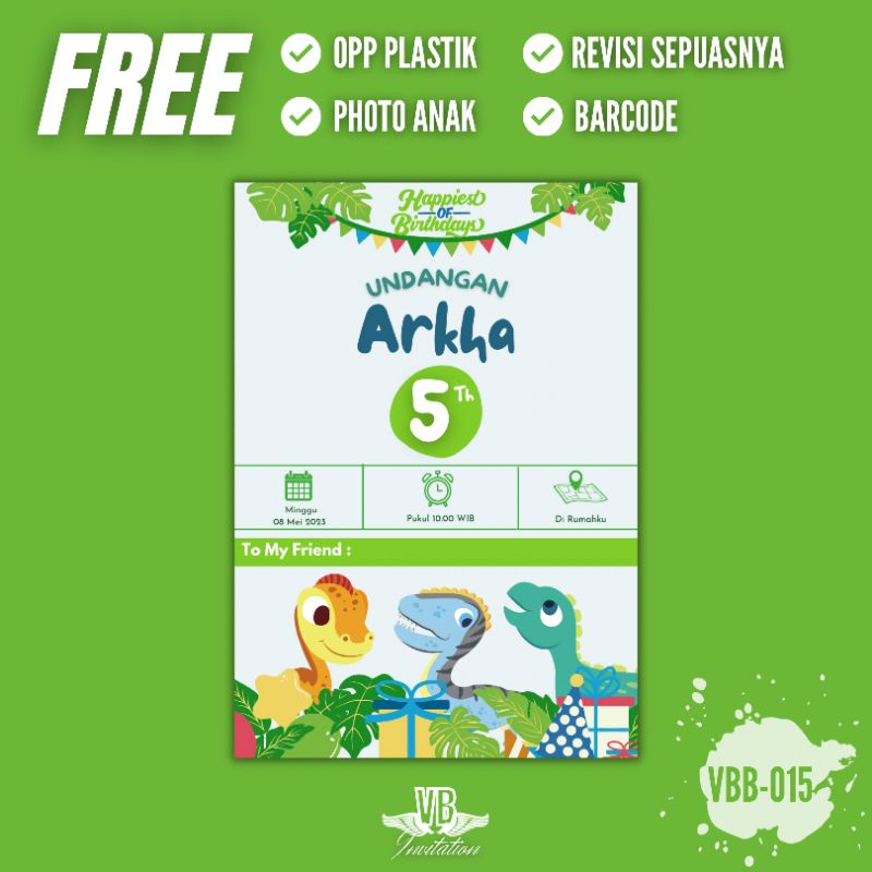 UNDANGAN ULANG TAHUN ANAK CEWEK COWOK CUSTOM TERMURAH FREE PLASTIK