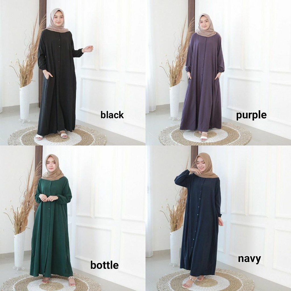 Bju Baju Gamis Games Dres Dress Terbaru Lebaran Remaja Wanita Perempuan Tahun 2023 Warna Hitam Putih