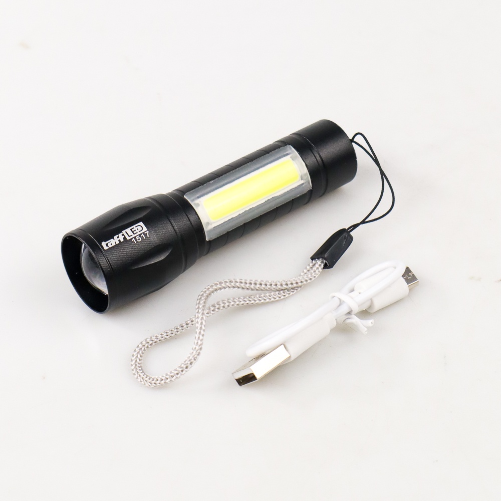 Senter LED Mini TaffLED 1517 USB Rechargeable Q5 + COB 2300 Lumens CNS