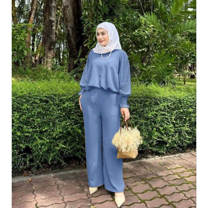 RUBY SET BLOUSE KOREAN STYLE // SETELAN KULOT CRINKLE // OOTD SETELAN HIJAB KEKINIAN // SETELAN WANI