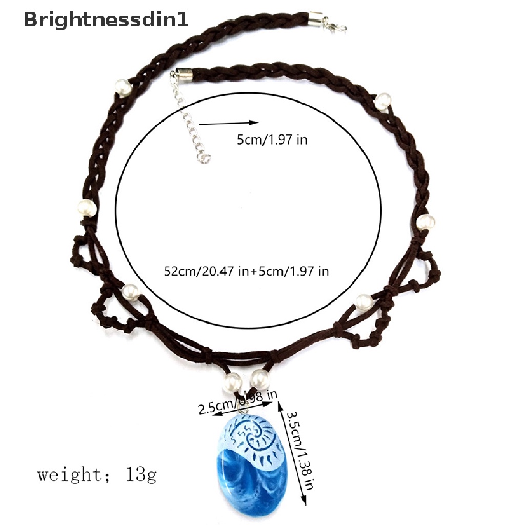 [Brightnessdin1] Romance Blue Stone Pendant Necklaces Polynesia Ocean Princess Moana Necklace Butik