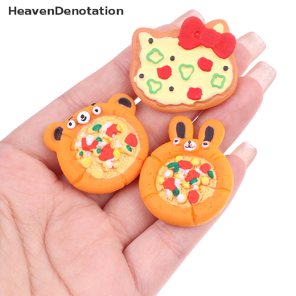 [HeavenDenotation] 1set Rumah Boneka Pizza Membantu Miniatur Piring Pizza Mainan Rumah Model Aksesoris HDV