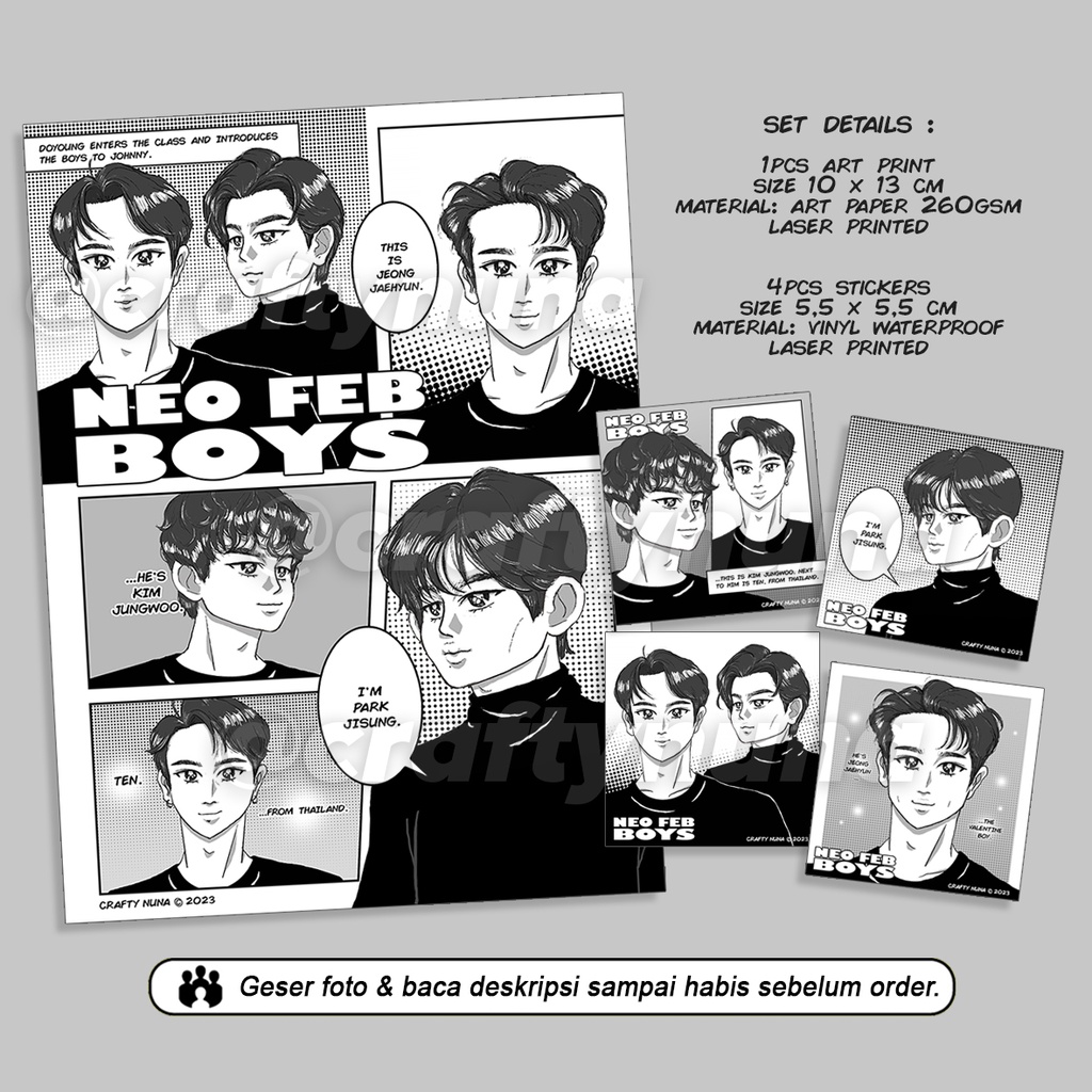 NEO FEB BOYS FANART ANIME COMIC fan art print nct 127 dream poster komik aesthetic wall deco kpop