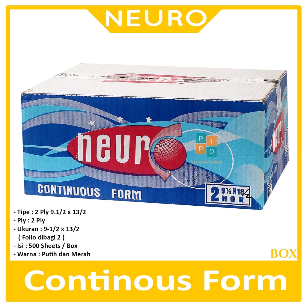 

NEURO - Continous Form 2 Ply 9 1/2 x 13/2 ( FOLIO dibagi 2 ) Ncr - Box