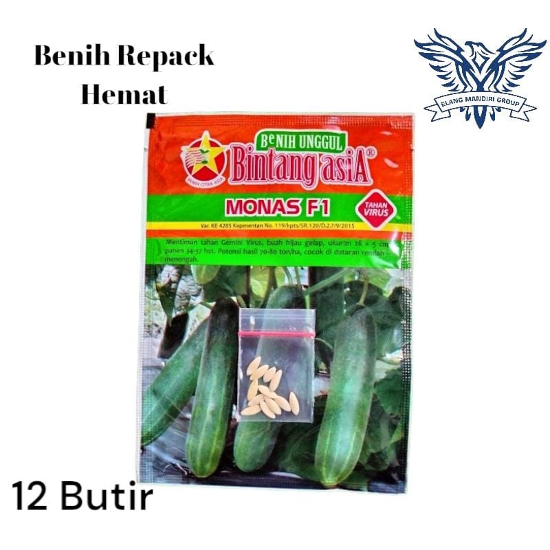 Repack 2000an Bibit Benih Timun MONAS F1 12 Butir Bintang Asia 100% Original