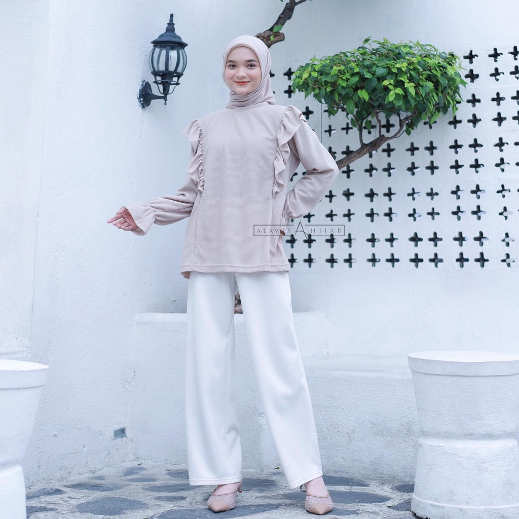 Alawiyahijab - Cleo Waffle ( Atasan Blouse Ruffle)