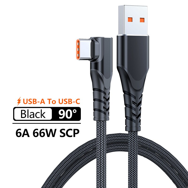 Kabel USB Tipe C 66W 6A Fast Charging SPC Untuk Samsung Kabel Charger USB C 90derajat Type C Kabel Data2/3M