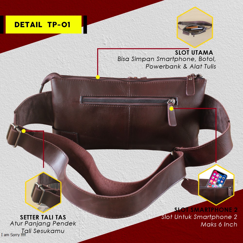 Tas Slempang Pria Kulit Sapi Asli Original Tas Slingbag Pria Kulit Sapi Asli TP01