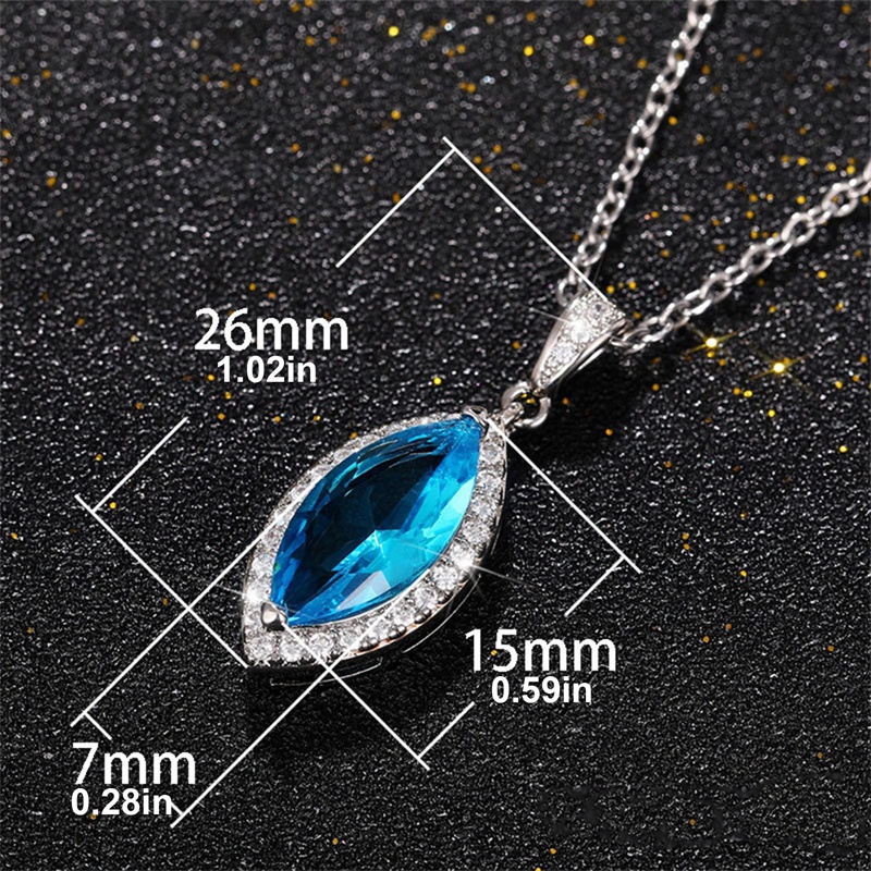 Kepribadian Biru Langit Marquise Cubic Zirconia Pendant Kalung Mewah Fashion Wanita Aksesoris Leher Pesta Perhiasan Elegan