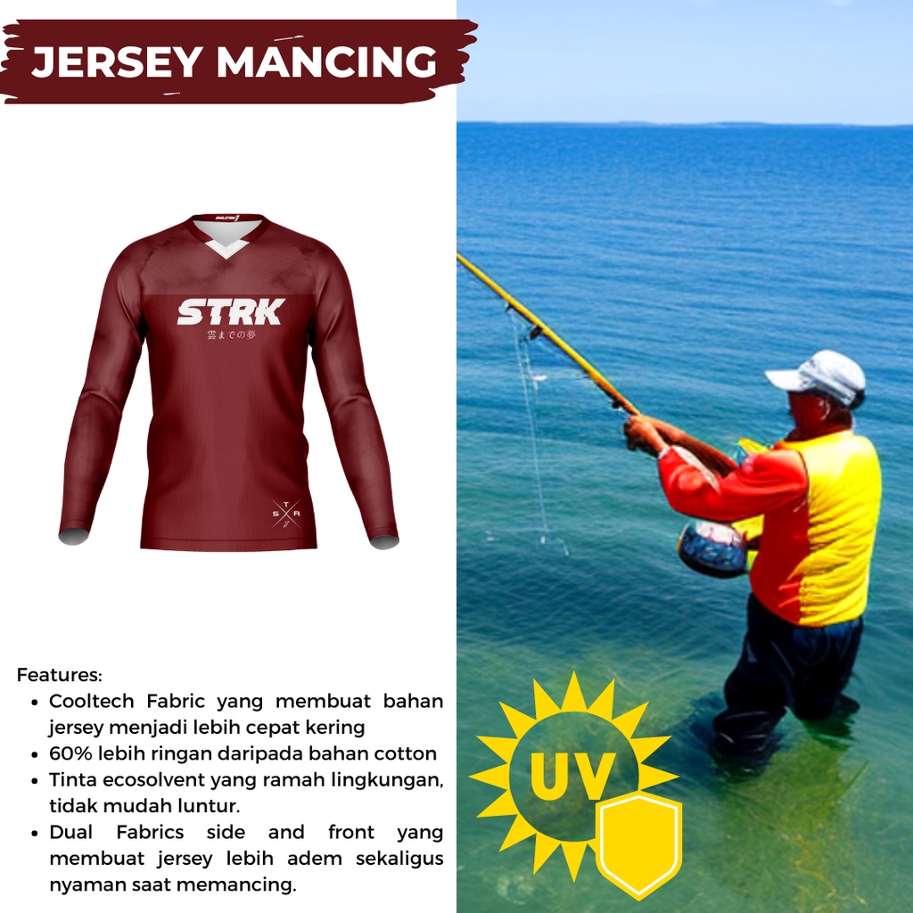 Jersey Mancing H2 Anti UV dengan Bahan Adem dan Nyaman, Cepat Kering