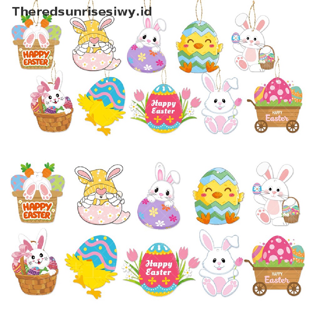 # Baju Lebaran # 9pcs/set Liontin Kelinci Paskah Gantung Paing DIY Dekorasi~