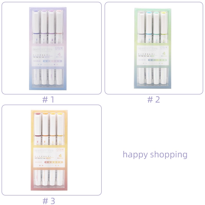 4pcs Pen Diary Mengkilap Warna Terang DIY Glisten Stabilos