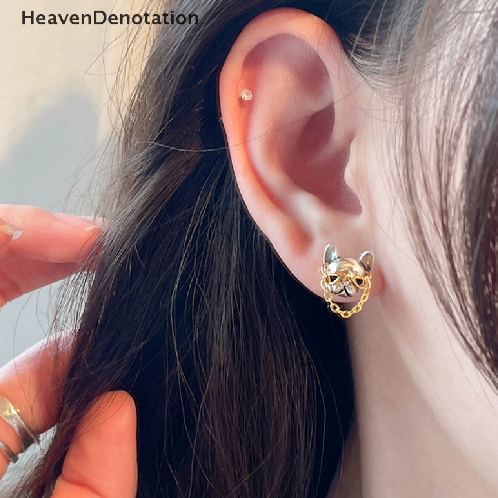 [HeavenDenotation] 1pasang Kreatif Gaya Hip Hop Lucu French Bulldog Stud Earrings Untuk Wanita Gadis Lucu Anting Pesta Perhiasan Hadiah HDV