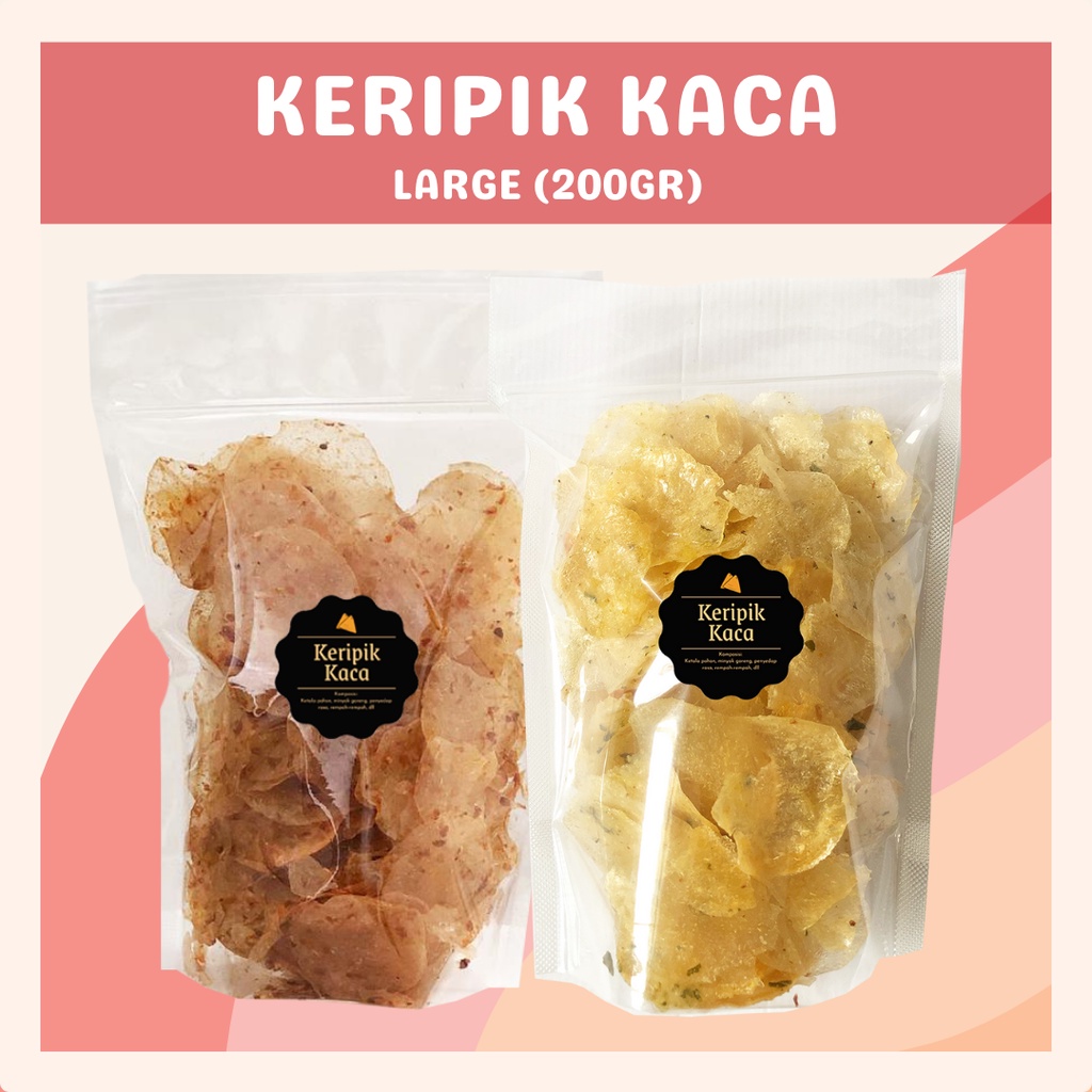 [DELISH SNACKS] Keripik Kaca Asin / Pedas (L) 200gr / Snack Cemilan Makanan Ringan / Camilan Enak Gurih