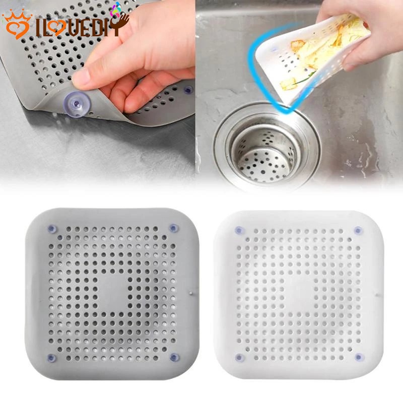 Floor Drain Kamar Mandi Hair Fur Trapper Suction Cup Design Mesh Drainase Penutup Wastafel Sisa Makanan Strainer Pad Anti Bau Anti Sumbat Alas Filter Silikon