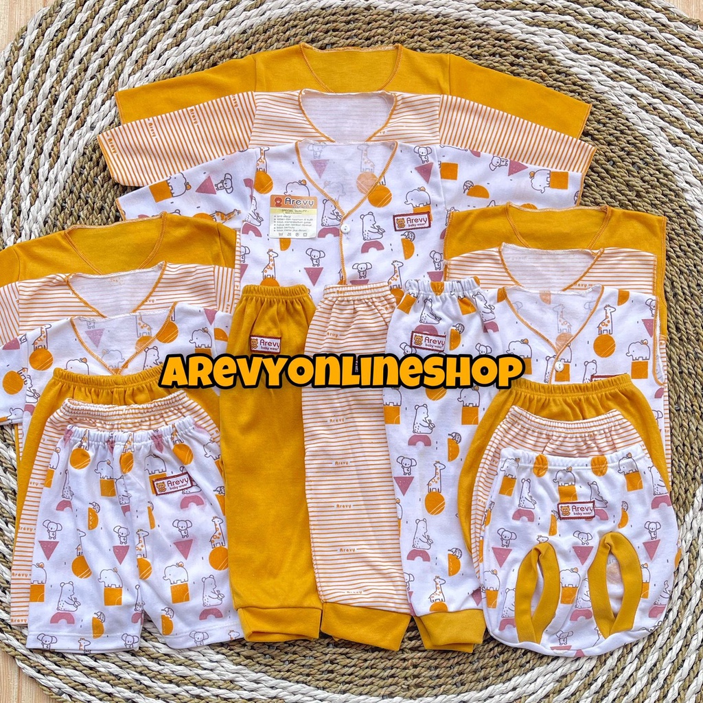 Paket Baju Bayi Newborn Arevy &amp; Kenzie Babywear 0-3M Mustard Series Perlengkapan Bayi Baru Lahir &amp; Kado Baby Giftset Paket Lahiran Setelan Piyama Bedong STK Jumper Popok Gurita Topi