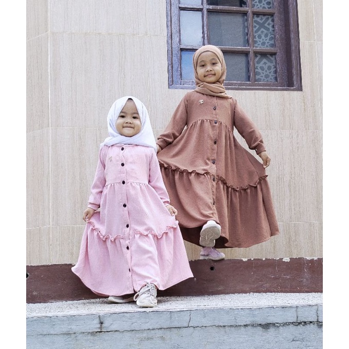 gamis anak crinkle usia 3 4 5 6 tahun