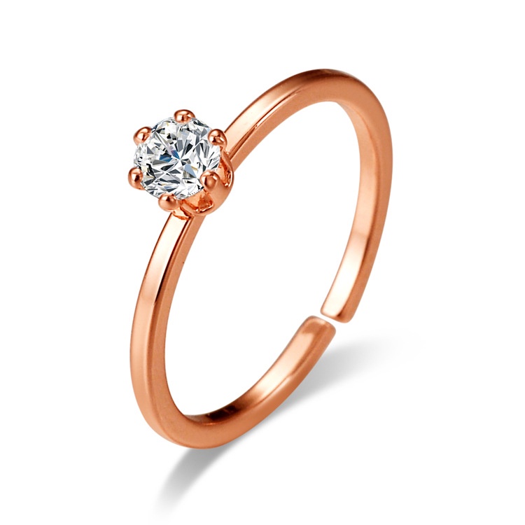 Goldkingdom Fashion Perhiasan Aksesoris Ready Stock Baru Jepang Dan Korea Ins Angin Cincin Halus Sederhana Mosaik Zirkon Mahkota Bor Tunggal Enam Cakar Cincin Pernikahan Ekor Cincin Perempuan