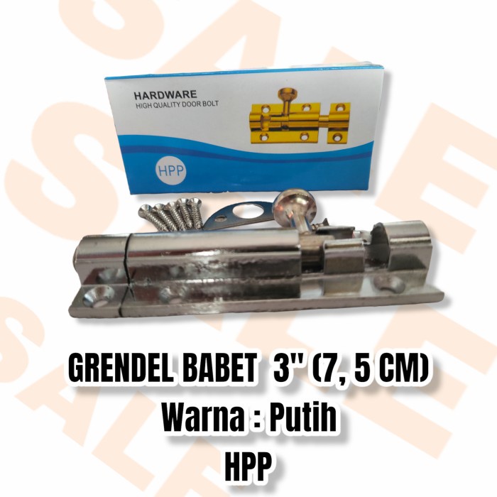 Grendel Babet 3 Inch Putih HPP / Alumunium / Pengunci Pintu Jendela