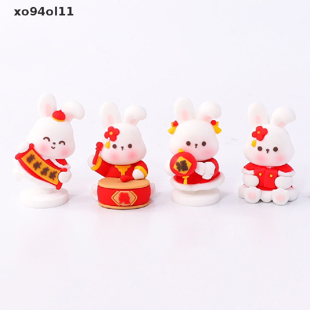 Xo Hiasan Kue Imlek Baking Cake Kelinci Tahun Boneka Ornamen Drum Lentera Topper Kue Tahun Baru Meriah Insert OL