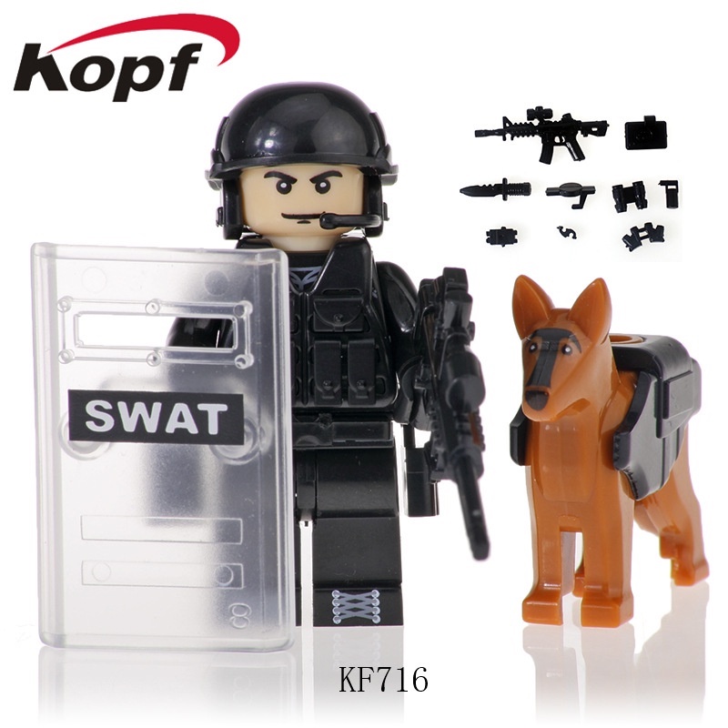 Blok Bangunan Khusus Polisi Minifigures Police Team Dog Mini Angka Mainan Rakitan Anak Hadiah Ulang Tahun