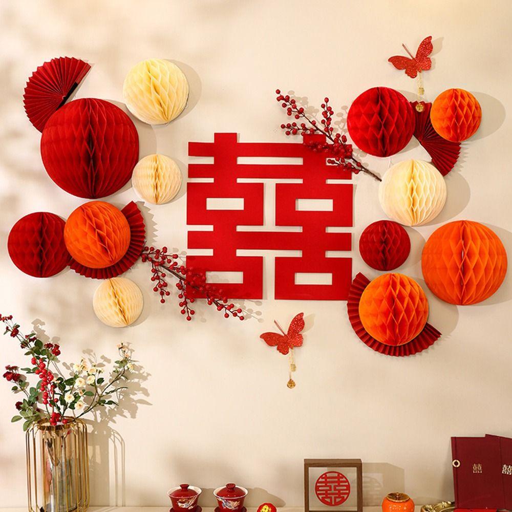 R-FLOWER 5 Pcs Chinese Paper Lantern Aksesoris Hadiah Perlengkapan Gift Craft Honeycomb Balls