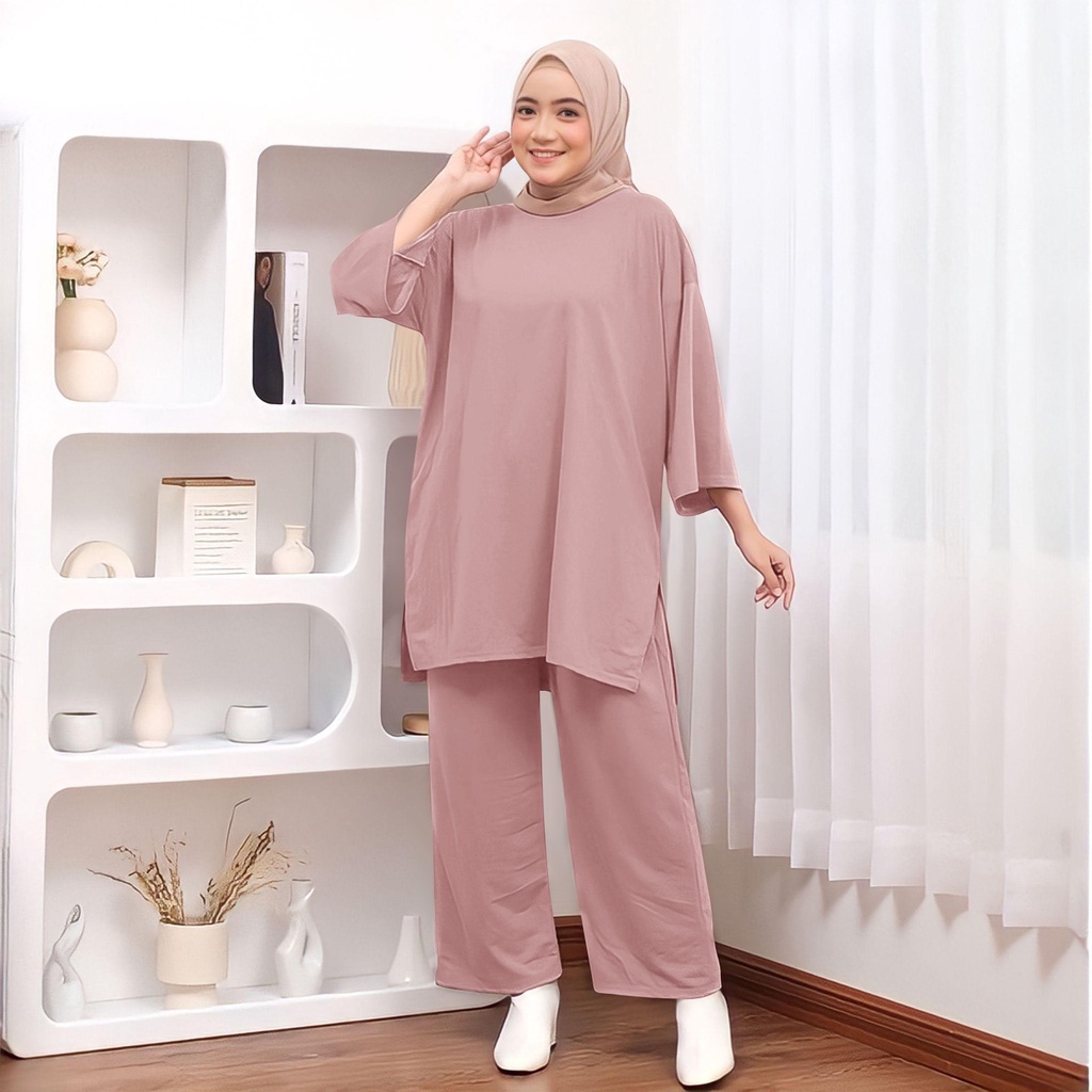 ONESET POLOS JUMBO CELANA ATASAN OVERSIZE BASIC RATA SETJUMB