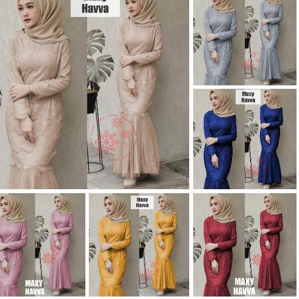 ▼ MAXY HAVVA JUMBO/ GAMIS BRUKAT TILE/ Gamis lebaran /maxy duyung mermaid brukat MAXY HAJUKU GAMIS B