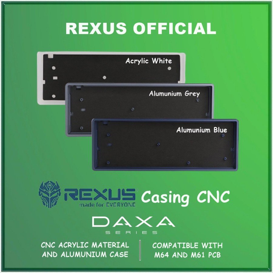 Case CNC Keyboard Gaming Rexus Daxa M64 / M61 Barebone 61 Keys 64 Keys