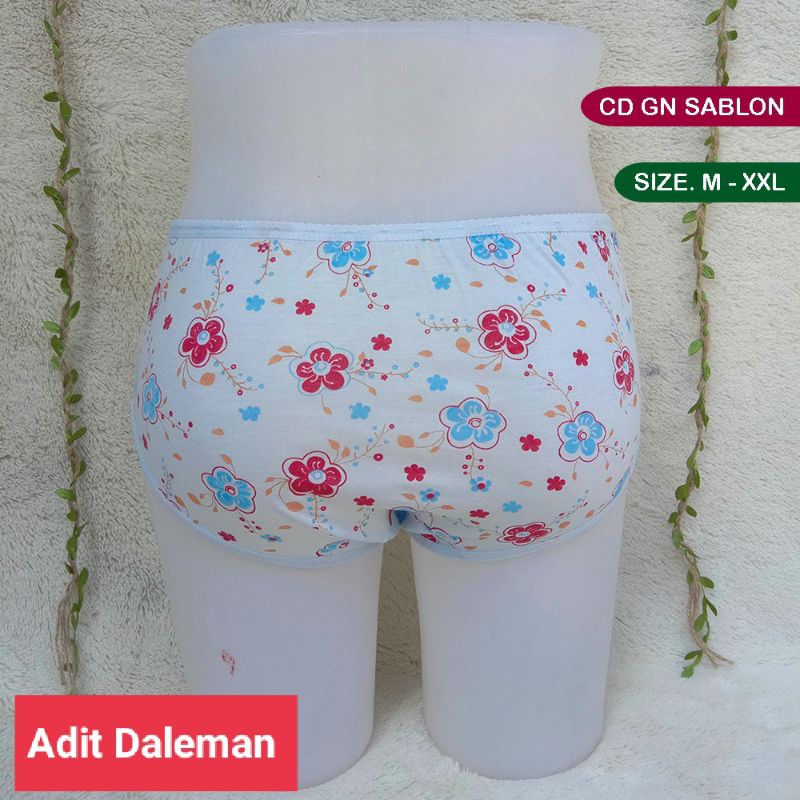 1 Lusin celana dalam wanita jumbo golden nick sablon bunga bahan katun | CD GN 937 termurah jumbo