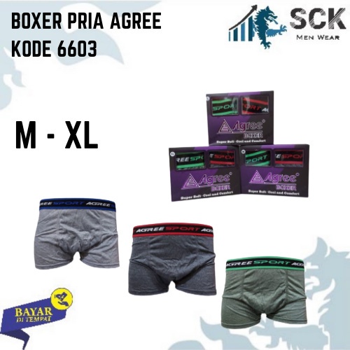 [ISI 2] CD Cowok AGREE 6603 Model Boxer / Celana Dalam Bahan Katun Halus / Pakaian Dalam Pria - sckmenwear GROSIR