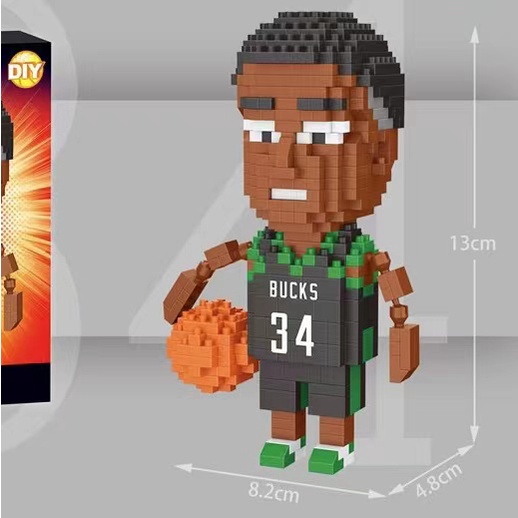 Nba Hadiah Untuk Anak Laki-Laki Kompatibel Lego Miniatur Partikel Kecil Rakitan Blok Bangunan Kobe James Basket Bintang Mainan