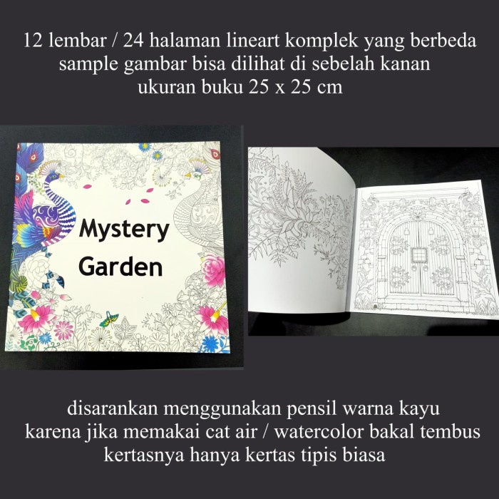 

coloring book tipis buku mewarnai lineart dewasa mystery garden
