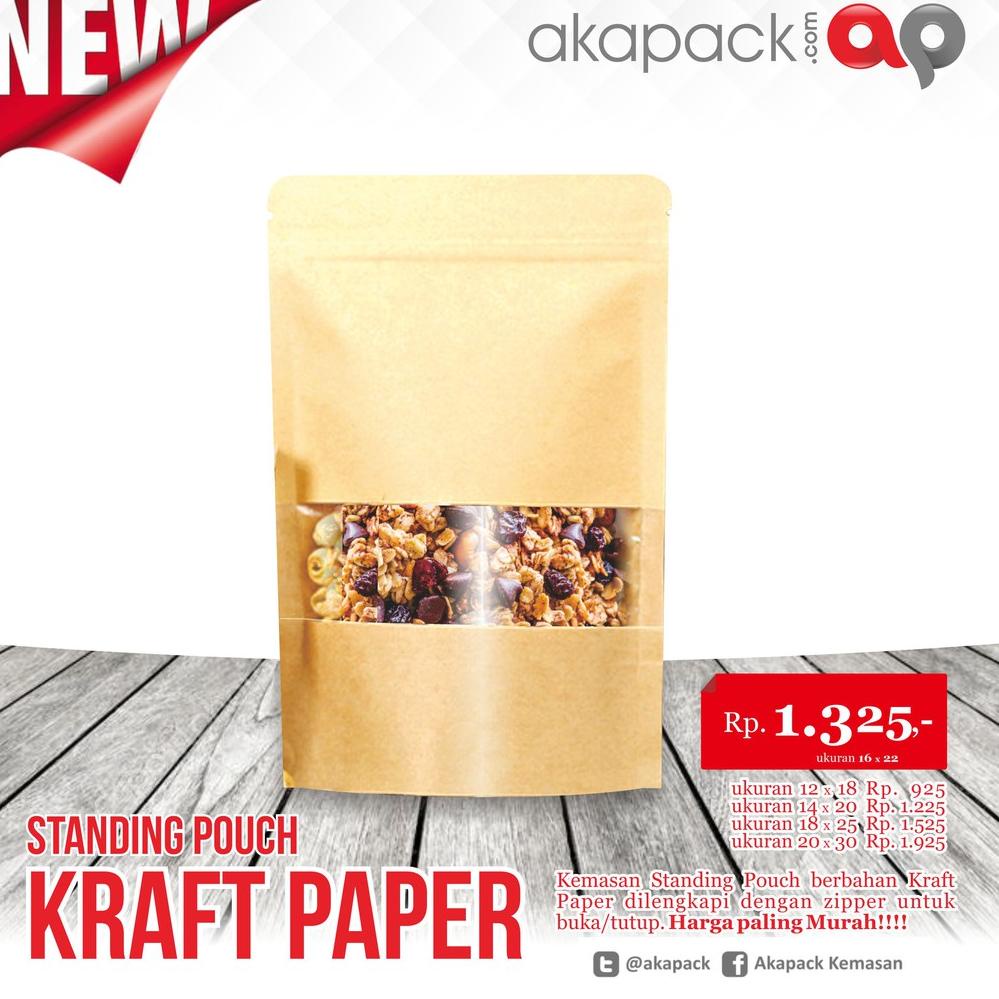 

DISKON BRANDS FESTIVAL Spkw 16x22 kemasan Standing Pouch Kraft Paper Zipper isi 100 pcs Top Seller