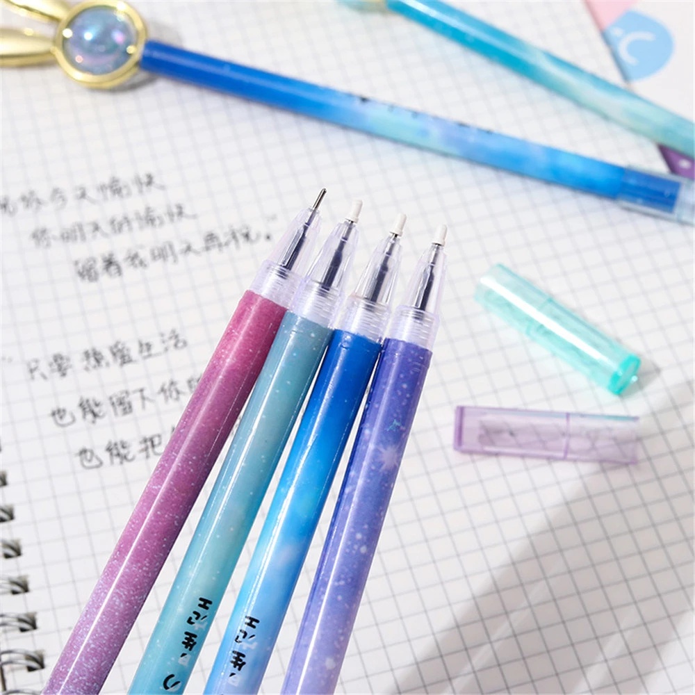 Alat Tulis Belajar Siswa Bintang Acak Tongkat Ajaib Unisex Pulpen Berputar Planet Tanda Tangan Pulpen Tinta Hitam Pena Alat Tulis 0.5mm Penanda Aksen