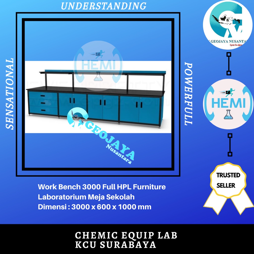 Work Bench 3000 Full HPL Furniture Laboratorium Meja Sekolah