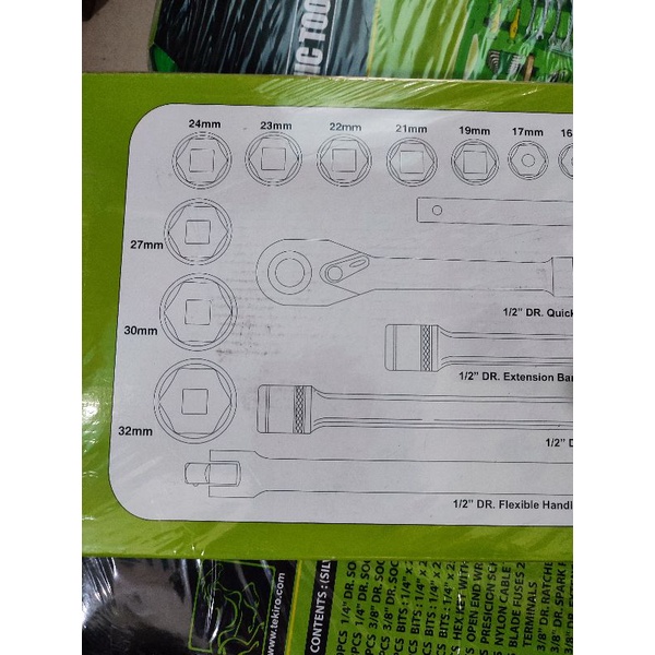 tekiro SE0598 box metal kunci sock set 1/2 inch 24 pcs socket set 1/2&quot;