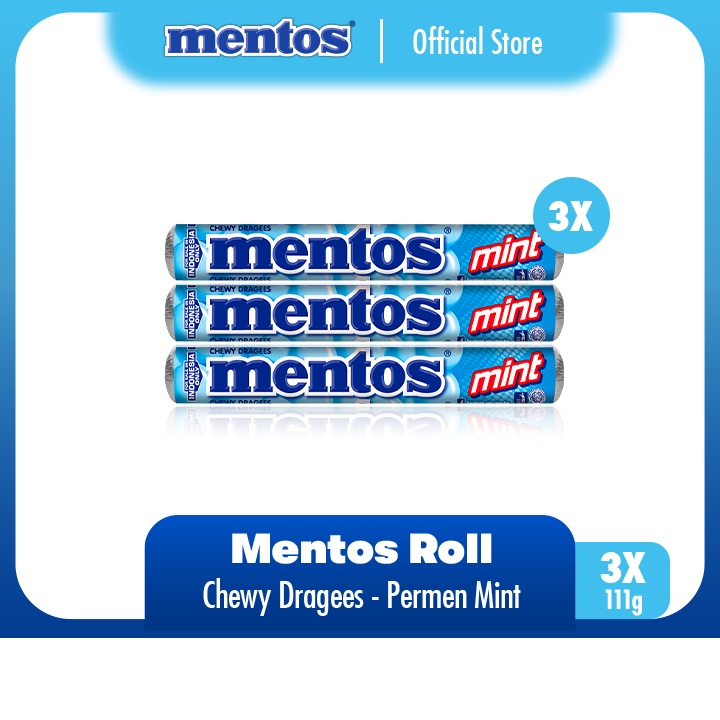 

Mentos Chewy Dragees Mint 111g - Permen Mint (3 Rolls)