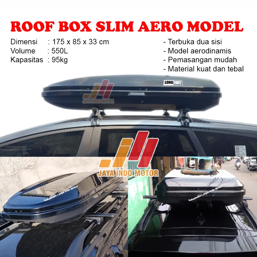 Roof box 550L bagasi atap mobil import abs glossy fortuner pajero rush