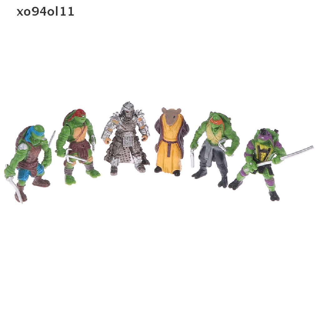 Xo 6Pcs/set Remaja Mutan Ninja Turtles Boneka Anime Actions Figure Lucu Model Desktop Ornamen Mobil Dekorasi Rumah Mainan Anak Boneka Boneka Ornamen Lanskap Mikro Kue Insert De