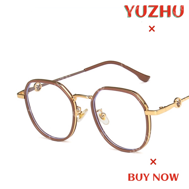 (YUZHU) Tr90 Kacamata Optik Gaya Retro Anti Blue Light Irregular Frame Eyeglasses Untuk Wanita