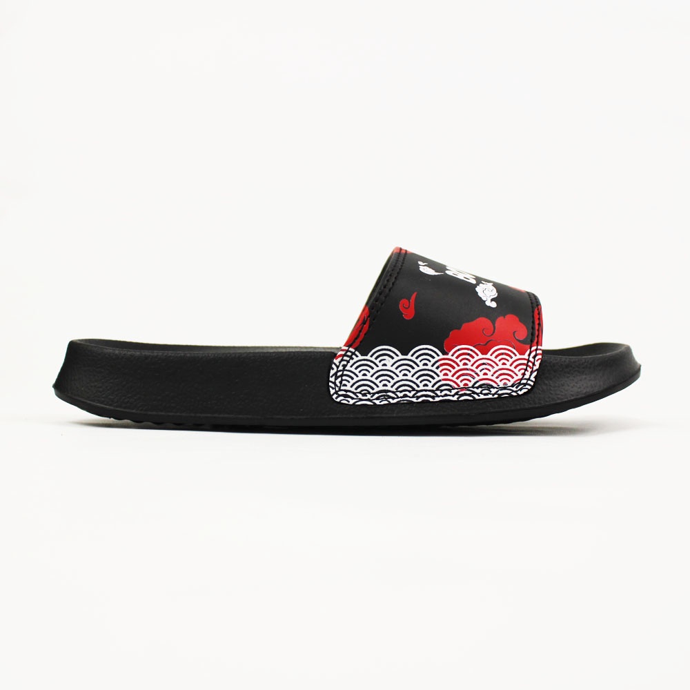 Sendal Slop Pria Wanita BOYSCODE Akatsuki Hitam Merah / Slide Pria / Slip On Pria / Sendal Cowok / Sendal Cewek