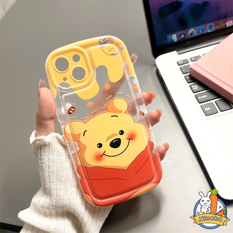 IPHONE Casing Kompatibel Untuk Iphone14 13 12 11 Pro Max X Xr Xs Max8 7 6 6s Plus SE 2020 Cream Kartun Beruang Bantal Udara Silikon Tebal Casing Ponsel Shockproof Soft Case Cover Pelindung