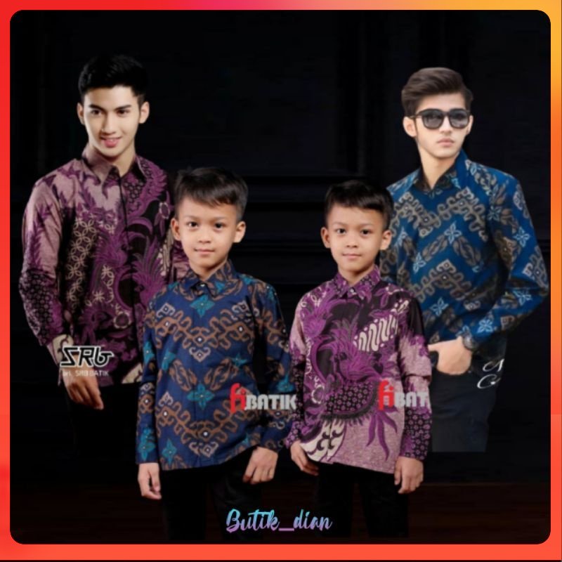 TERBARU couple sweet// Couple baju batik ayah dan batik anak kemeja batik warna navy